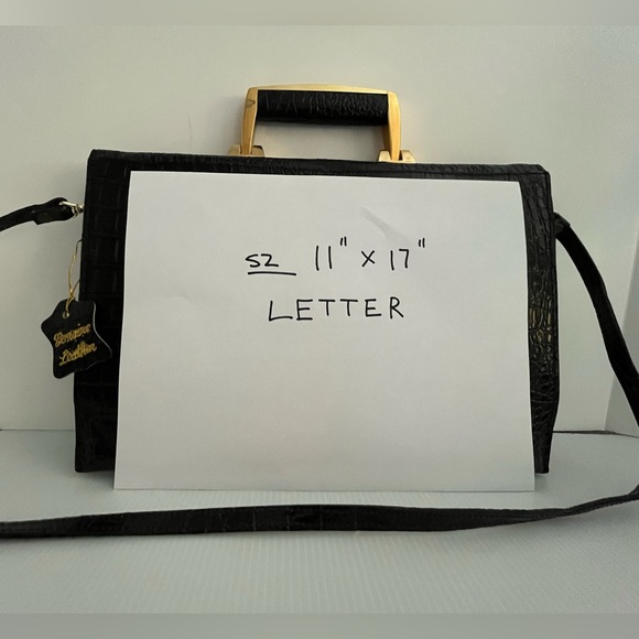 Vintage Genuine Reptile Embossed Patent Leather Small Briefcase/Shoulder Bag - Picture 5 of 16